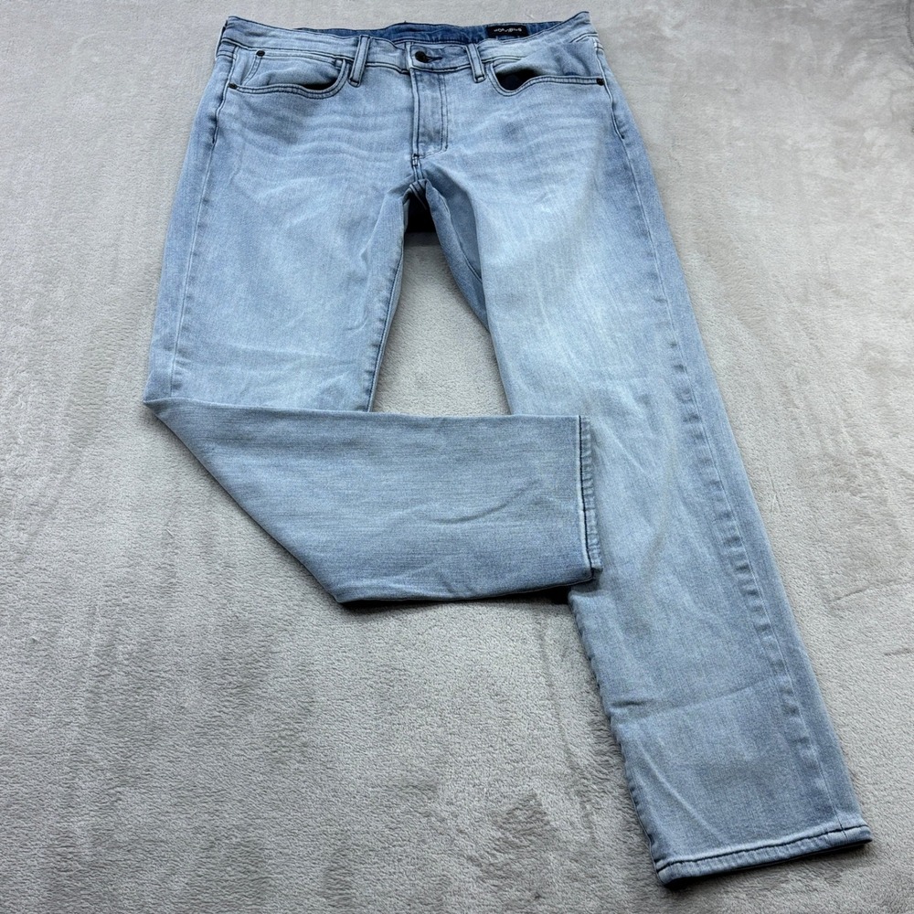 Bonobos Jeans Mens 35x32 Blue Slim Fit Light Wash Stretch Denim Whiskered Preppy